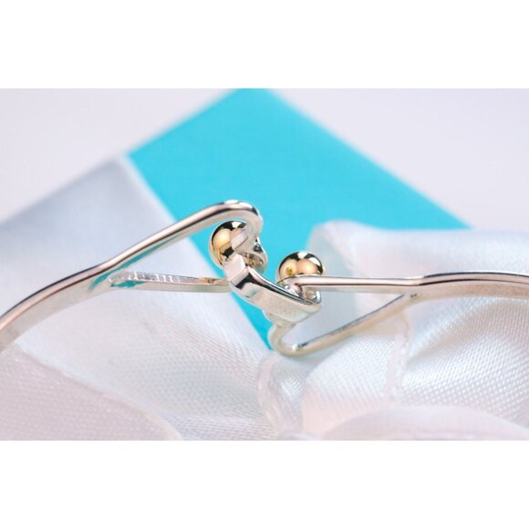 Tiffany & Co. Bracelet Double Heart Bangle in Sterling Silver & 14K Gold Accents - Picture 12 of 14